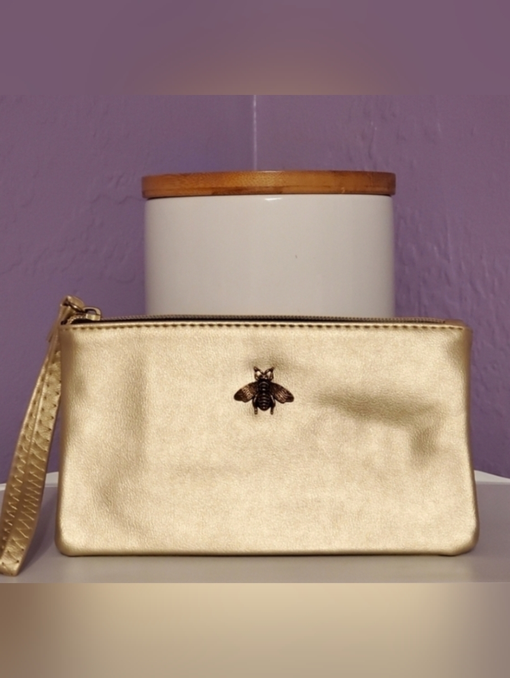 Gold Wristlet with Bee Accent